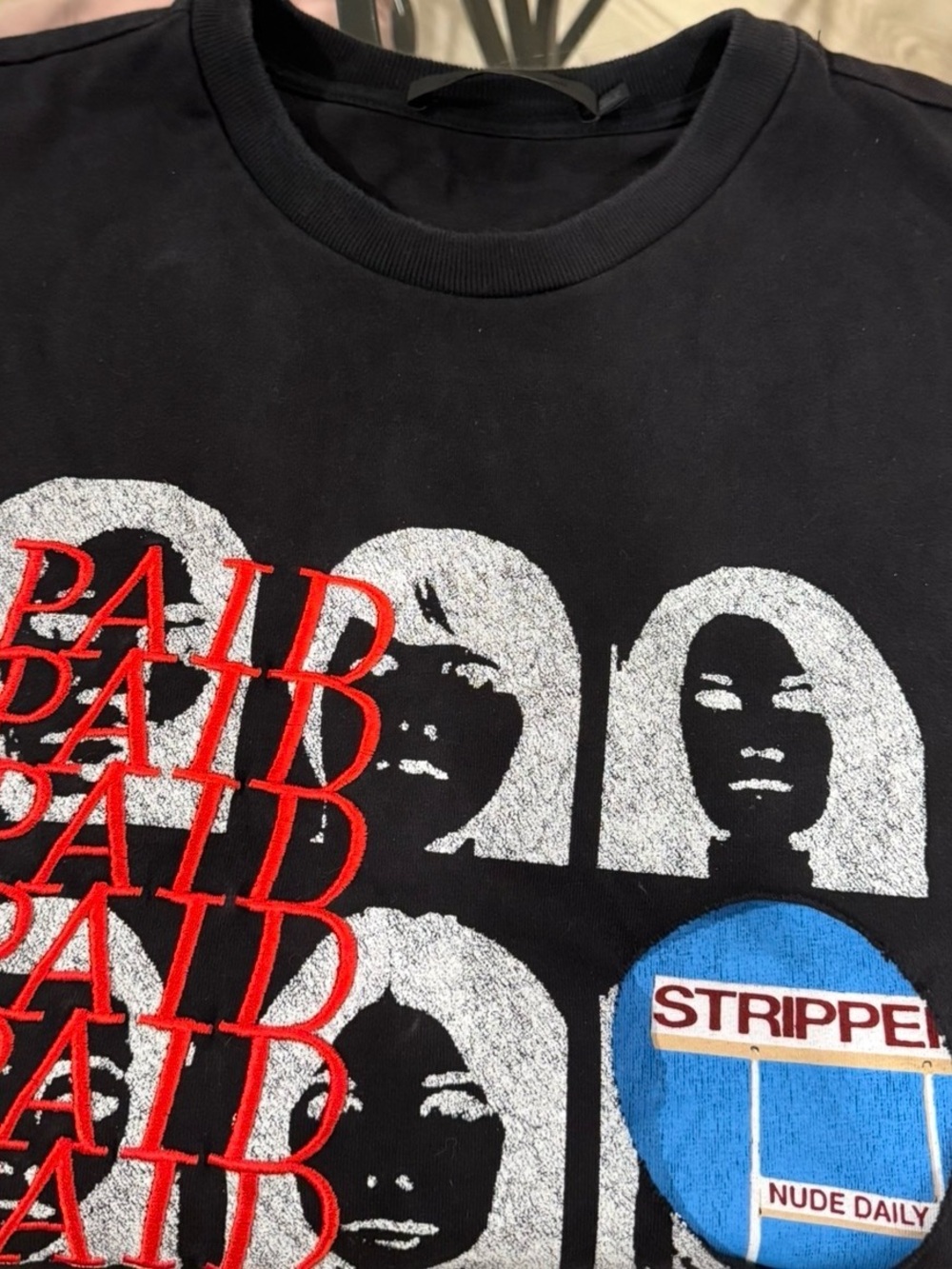 Alexander Wang Black Stripper/Paid Graphic Short Sleeve Tee
